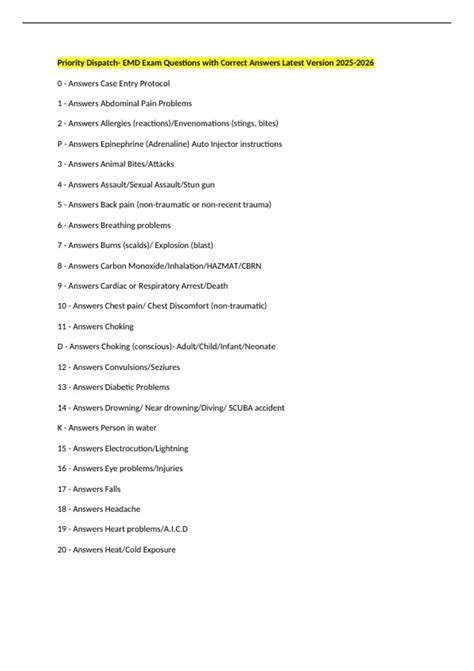 Priority Dispatch- EMD Exam Questions with Correct Answers Latest ...