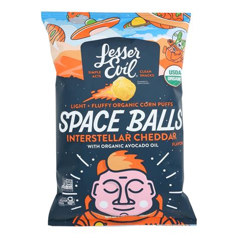 Lesser Evil - Space Balls Organic Cheddar - Case of 6-5 OZ - Walmart.com