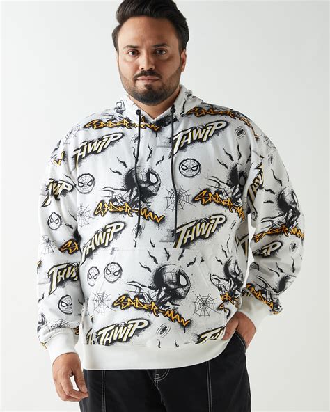 Buy Men's White Spider Man All Over Printed Oversized Plus Size Hoodies ...