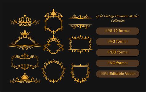 Gold Vintage Border Set Graphic by Seniwent Artwork · Creative Fabrica
