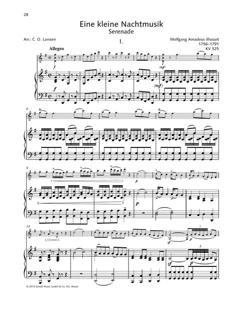 Eine kleine Nachtmusik by Wolfgang Amadeus Mozart Sheet Music for ...