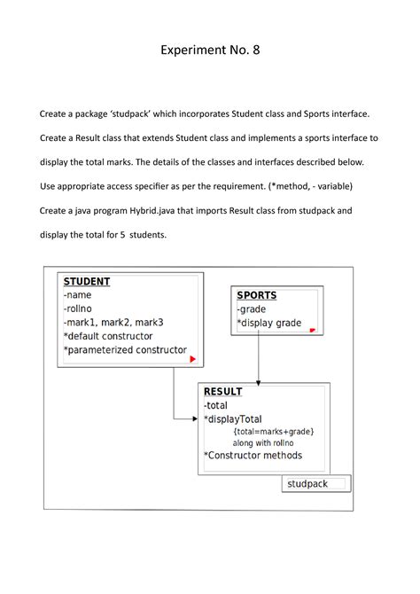 JAVA Class Problem - Experiment No. 8 Create a package ‘studpack’ which ...