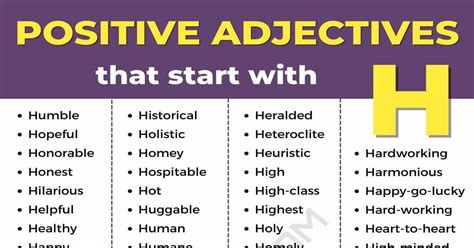 97 positive adjectives that start with h in english - Artofit
