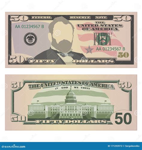 Fifty Dollar Bill on Both Sides. 50 US Dollars Banknote, from Front and ...