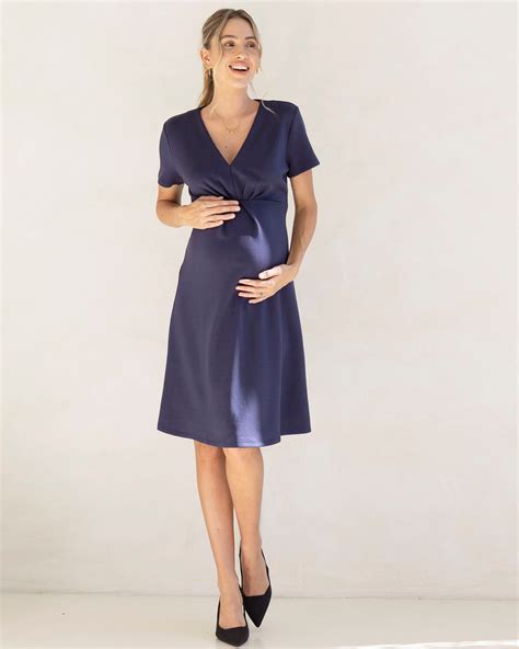 Colette Soft Ponte Work Dress in Navy – Angel Maternity Australia