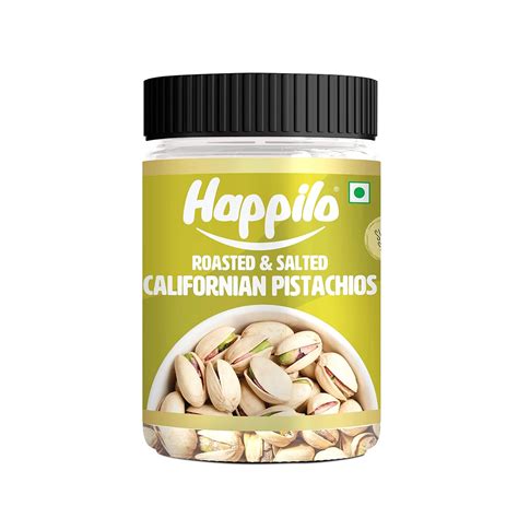 Happilo Premium Iranian Roasted & Salted Pistachios 175g Jar, Whole ...