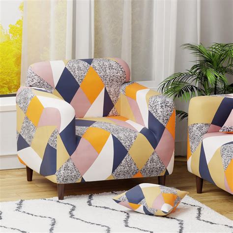 Lukzer 1 Seater Multicolor Design Universal Sofa Cover with 1 Cushion ...