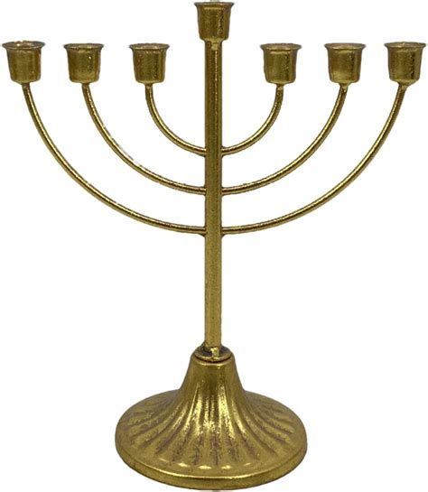 Amazon.com: Gold Metal Menorah, Jerusalem Temple Jewish Candle Holder ...
