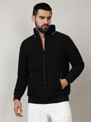 Buy Campus Sutra Mens Onyx Black Quilted Bomber Jacket with Ribbed Hem ...