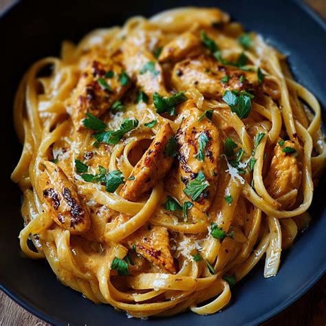 Creamy Garlic Parmesan Chicken with Cheesy Twisted Pasta