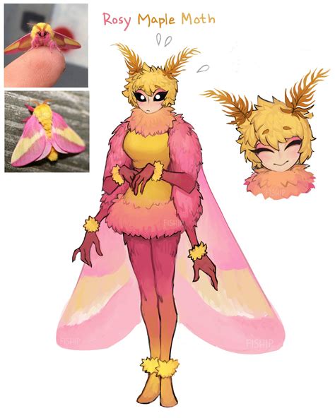 Rosy Maple Moth! | Gijinka / Moe Anthropomorphism | Character art, Concept art characters ...
