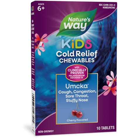 Nature's Way Kids Cold Relief Chewable Tablets, Umcka, Homeopathic ...