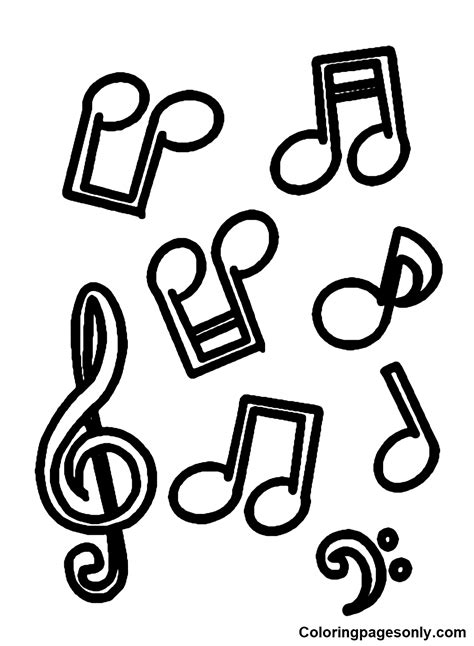 Music Notes Coloring Pages 的图像结果