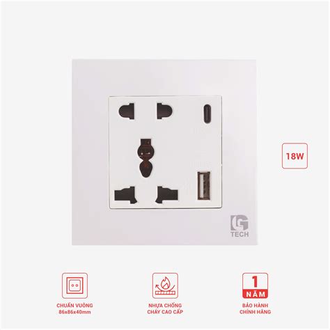 Ổ điện 5 chấu có cổng Type C 18W và USB 5v/3.1A sạc nhanh LG-F21-150F ...