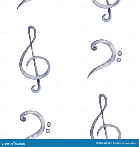Seamless Pattern Treble and Bass Clef Symbol. Classical Music Notes and ...