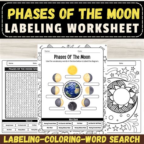 Lunar Phases Worksheet Easy Phases Of The Moon Worksheet Fun PDF