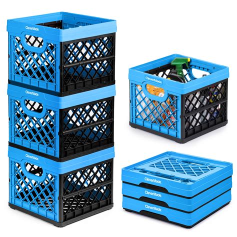 Amazon.com - CleverMade Collapsible Milk Crate, Neptune Blue, 3PK - 25L ...