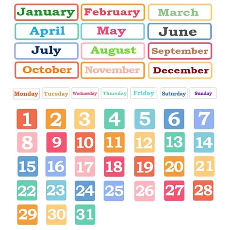 Calendar Magnets for Whiteboard and Refrigerator 50 Pieces Colorful ...