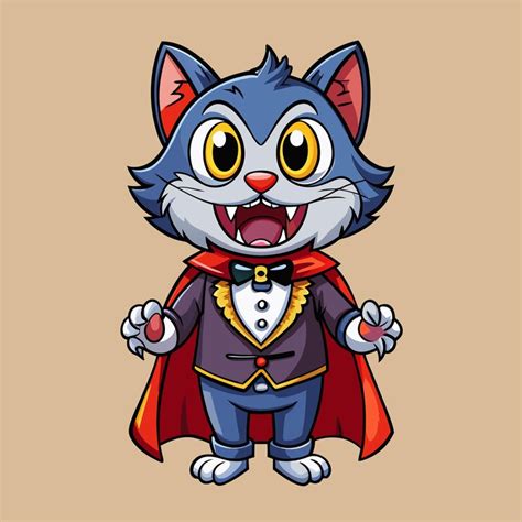 Endearing cat in vampire dracula costume cartoon vector illustration ...