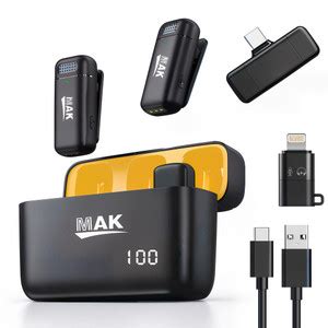 MAK Professional Dual Wireless Mic with ANC & Display Case for YouTube ...