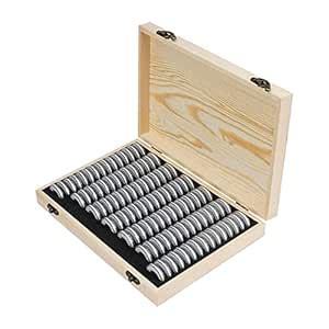 LOOM TREE® Wooden Coin Storage Box for 50pcs Coins Coin Capsules Case ...