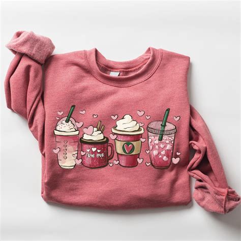 Womens Valentines Day Sweatshirt, Valentine Coffee Sweatshirt, Womens ...