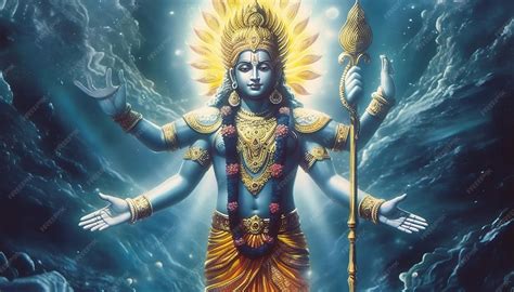 Premium Photo | Lord Vishnu is the allpervasive Lord portrait generative AI