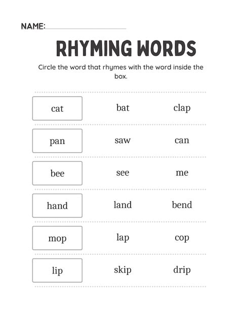 Rhyming Worksheets - Etsy
