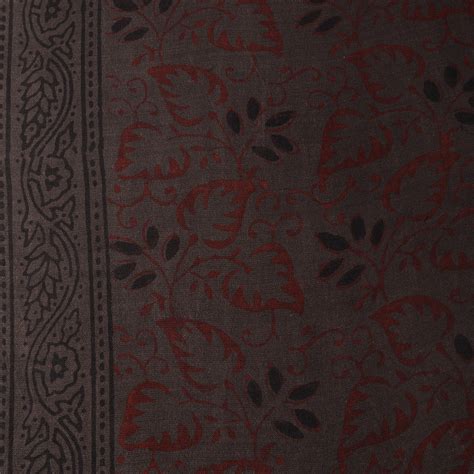 Brown Bagh Hand Block Print Chanderi Silk Natural Dyed Handloom Fabric