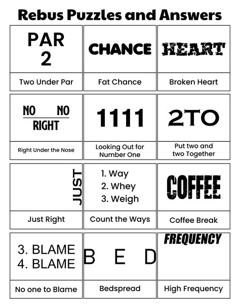 Rebus Puzzle Brain Teasers - 10 Free PDF Printables | Printablee