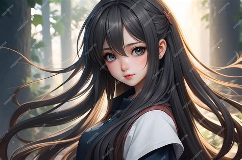 Anime girl with long hair | Premium AI-generated image