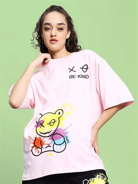 WOMEN'S BE KIND OVER-SIZED T-SHIRT PINK | Buy Online at Wearduds India