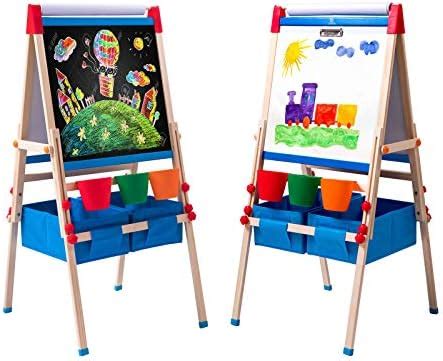 ERYOK Kids Art Easel Double-sided Magnetic Whiteboard and Chalkboard ...