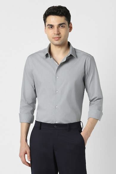 Buy Men Grey Slim Fit Full Sleeves Formal Shirt Online - 40096105 ...