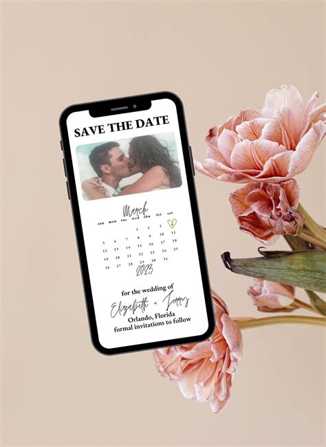 Minimalist Wedding Save the Date With Picture | Electronic Save the ...