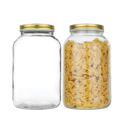 2 Pack - 1 Gallon Glass Mason Jar Wide Mouth with Airtight Metal Lid ...