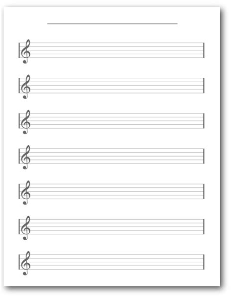 Printable Blank Staff Paper - Treble Clef - Blank Sheet Music ...