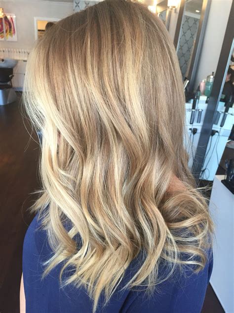 Balayage blonde with blonde and golden dimension | Blonde hair color ...