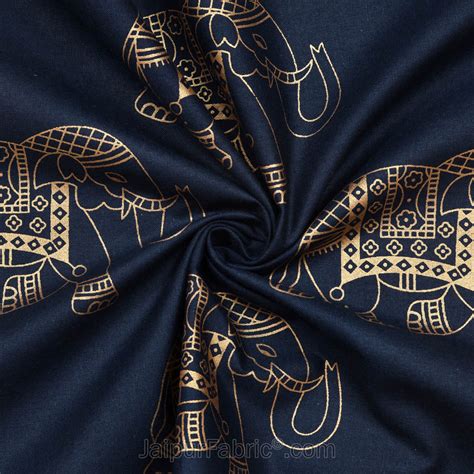 Patola Gold Navy Blue Elephant Festive Cotton BedSheet – JaipurFabric®