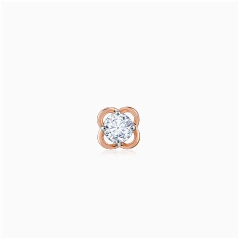 Rose Gold Floral Lab Grown Diamond Nose Pin – Heer by GIVA