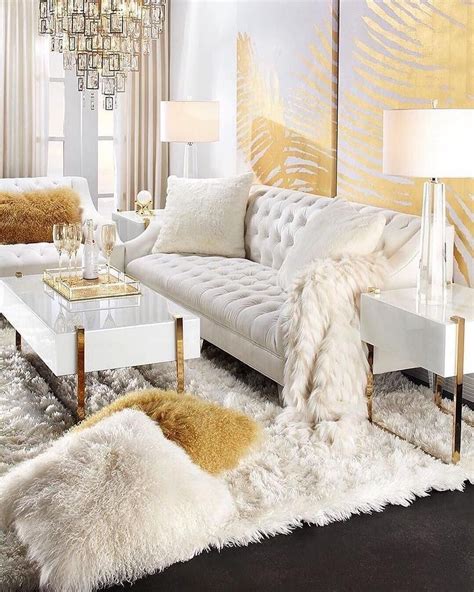 modern cream and gold living room