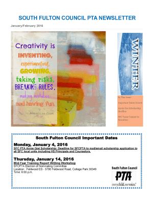 Fillable Online south fulton council pta newsletter - GA District 10 ...