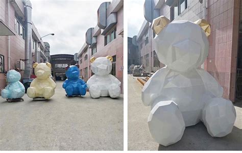 玻璃钢大型熊雕塑户外切面几何动物摆件_玻璃钢雕塑定制 - 深圳市巧工坊工艺饰品有限公司