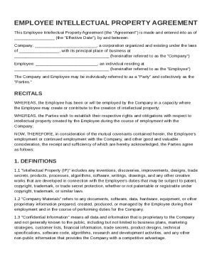 Employee Intellectual Property Agreement Template - Fill and Sign ...