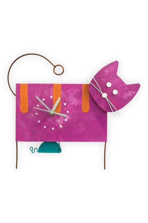 Oxidos Recycled Fair Trade Cat Clock : Amazon.in