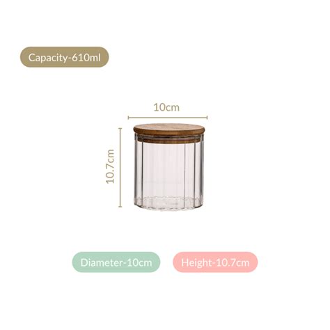 High Borosilicate Airtight Glass Jar With Wooden Lid Set Of 4 610ml ...