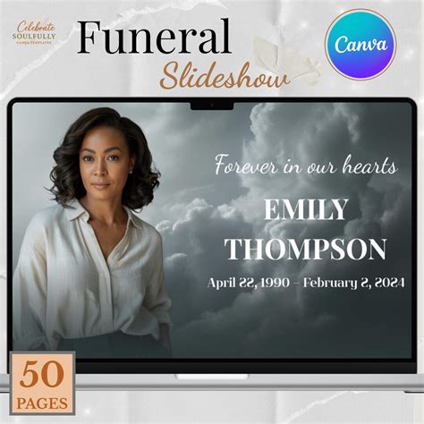 Funeral Slideshow Template: Black Cloud Obituary Video (canva Editable ...