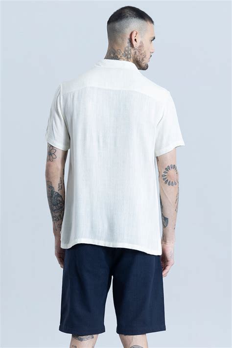 Buy Men's Blissfull Linen Blend White Shirt Online | SNITCH