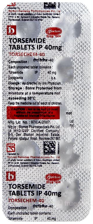 Torsechem 40 Mg Tablet 10 - Uses, Side Effects, Dosage, Price | Truemeds