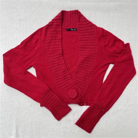 Vintage Jane norman red cropped cardigan. Y2k style.... - Depop